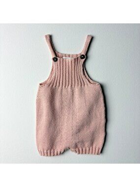 OEUF Baby Girl Unisex 3 Months Pink Knit Overall Coverall Romper